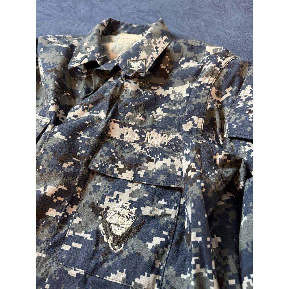 Authentic NWU Type I Blouse Adult Medium Short Blue Digital Camo US Navy Y2K